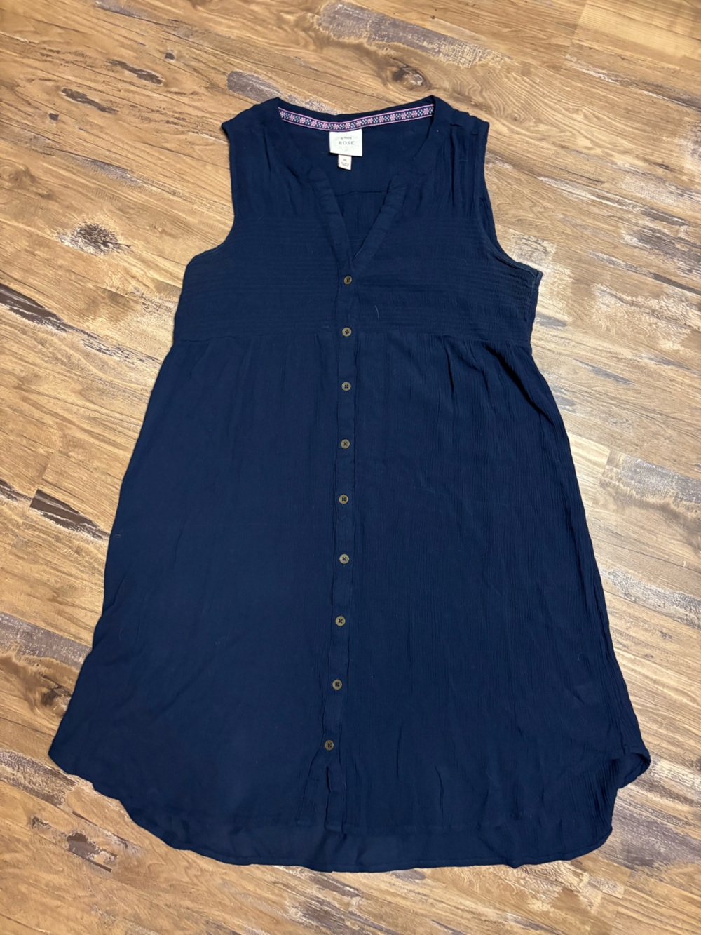 Knox Rose Navy Blue Sleeveless Button-Front Dress